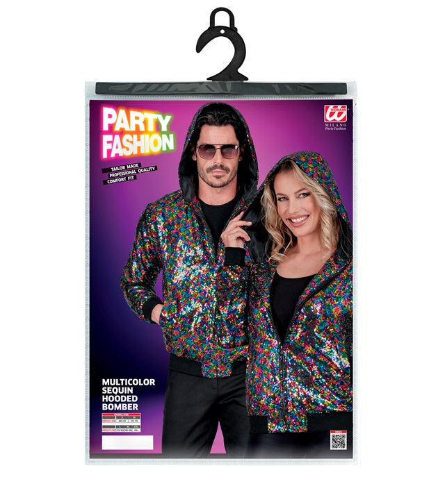 Party Fashion Hooded Bomber Multicolor Sequin Hooded Bomber