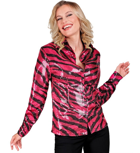 Party Fashion Shirt Pink Animalier Sequin Shirt