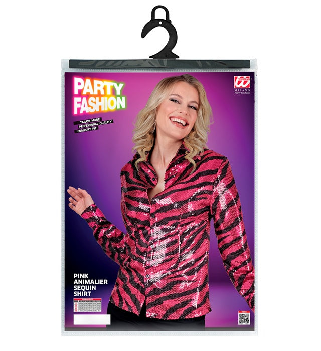 Party Fashion Shirt Pink Animalier Sequin Shirt
