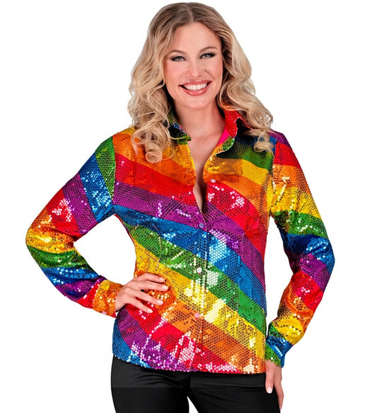 Party Fashion Shirt Rainbow Sequin Shirt