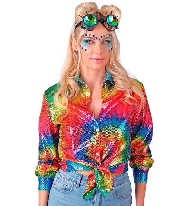 Party Fashion Shirt Tie Dye Sequin Shirt