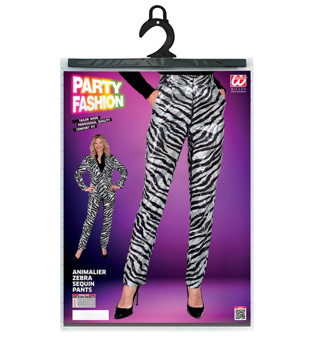 Party Fashion Pants Animalier Zebra Sequin Pants