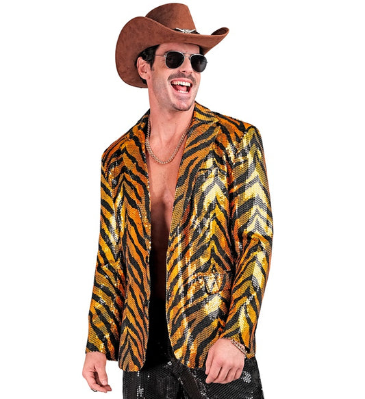 Party Fashion Jacket Animalier Tiger Sequin Jacket