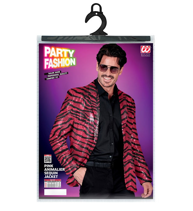 Party Fashion Jacket Pink Animalier Sequin Jacket