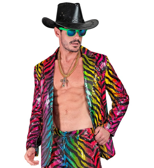 Party Fashion Jacket Rainbow Animalier Tiger Sequin Jacket