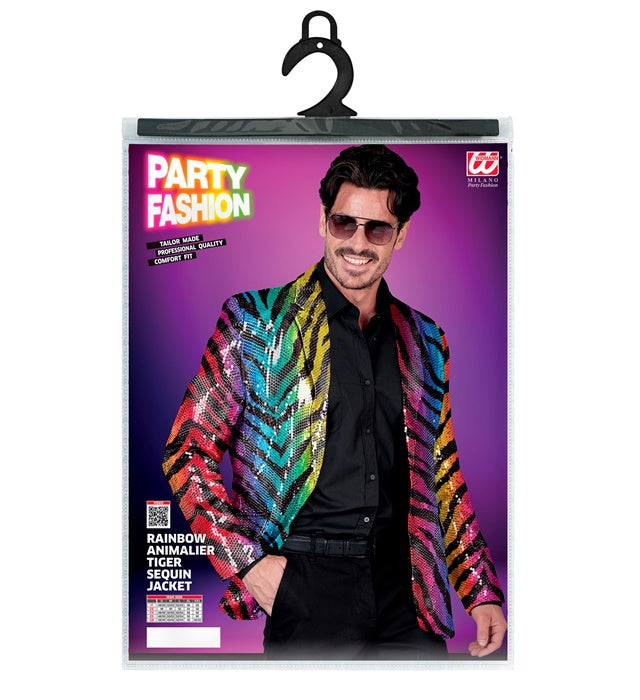 Party Fashion Jacket Rainbow Animalier Tiger Sequin Jacket