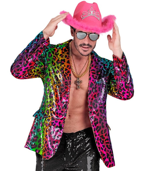Party Fashion Jacket Rainbow Animalier Leopard Sequin Jacket