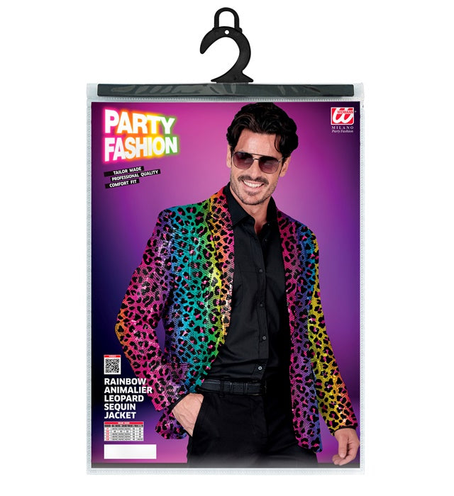 Party Fashion Jacket Rainbow Animalier Leopard Sequin Jacket
