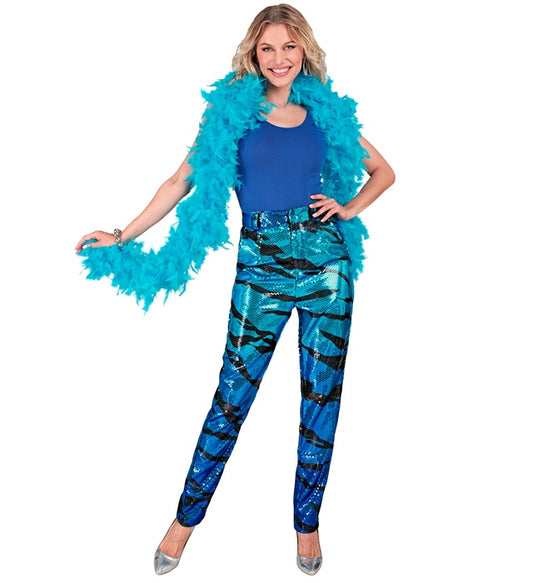 Party Fashion Pants Blue Waves Sequin Pants