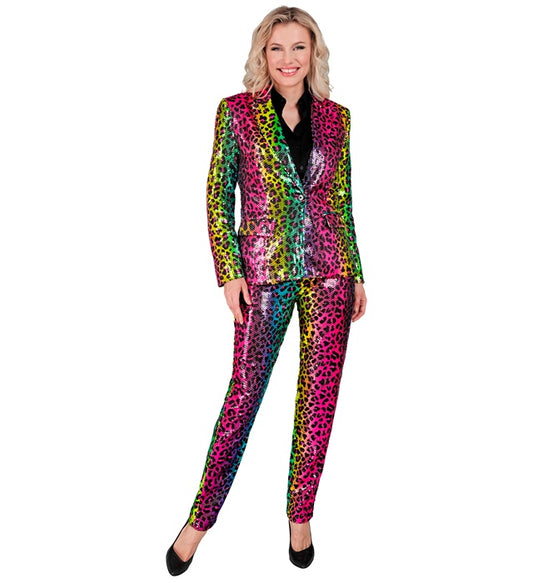 Party Fashion Pants Rainbow Animalier Leopard Sequin Pants