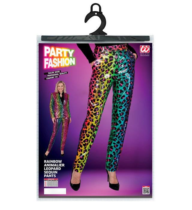 Party Fashion Pants Rainbow Animalier Leopard Sequin Pants