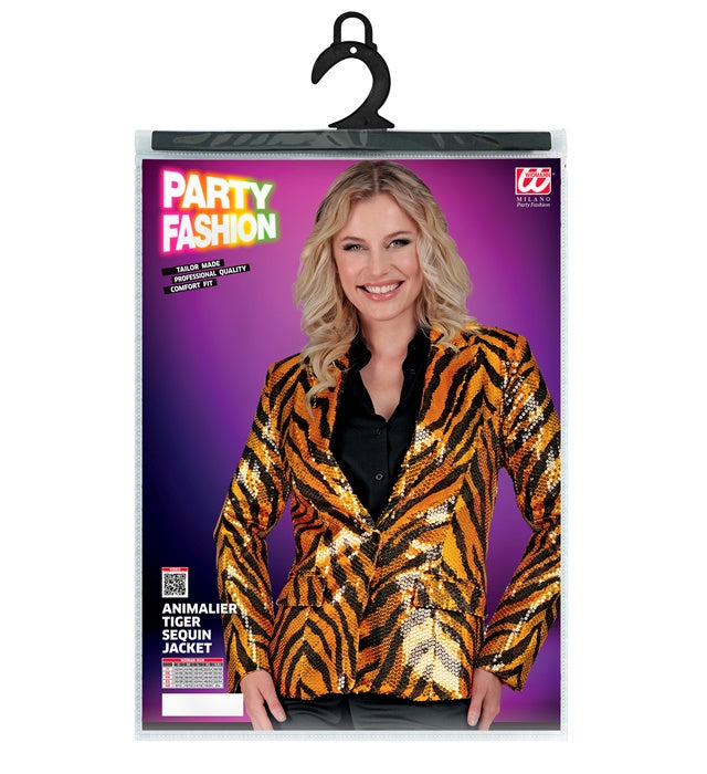 Party Fashion Jacket Animalier Tiger Sequin Jacket