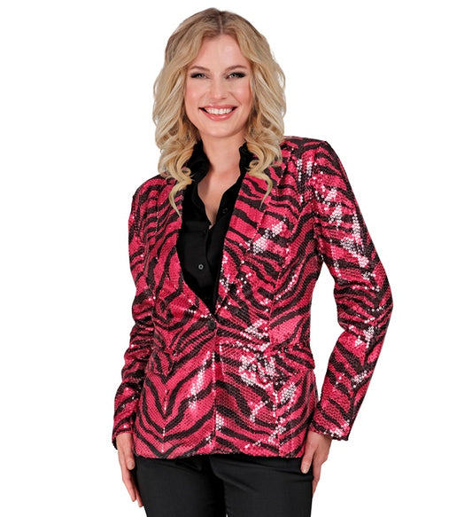 Party Fashion Jacket Pink Animalier Sequin Jacket