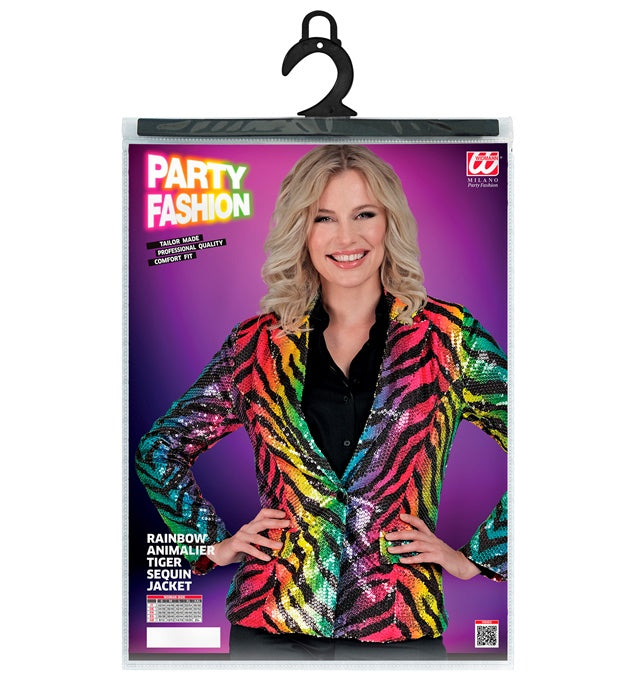 Party Fashion Jacket Rainbow Animalier Tiger Sequin Jacket