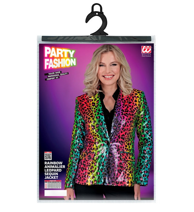 Party Fashion Jacket Rainbow Animalier Leopard Sequin Jacket