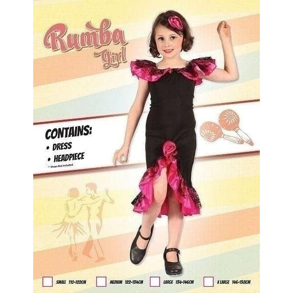 Rumba Girl Black/Pink Childrens Costume 1