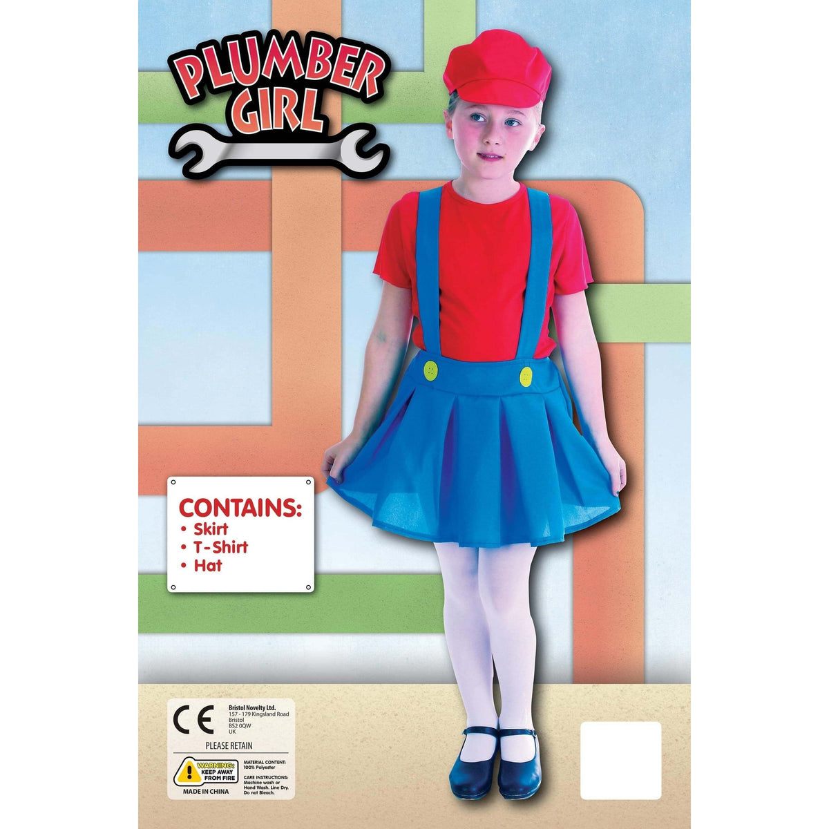 Plumbers Girl Red Large Childrens Costume Female 1