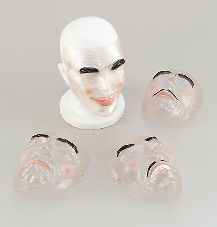 Transparent Male Plastic Masks Dozen Varied Design