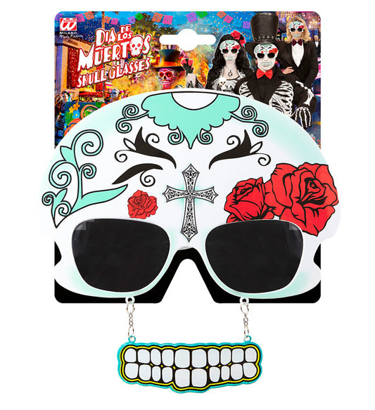 Dia De Los Muertos Skull Glasses With Teeth