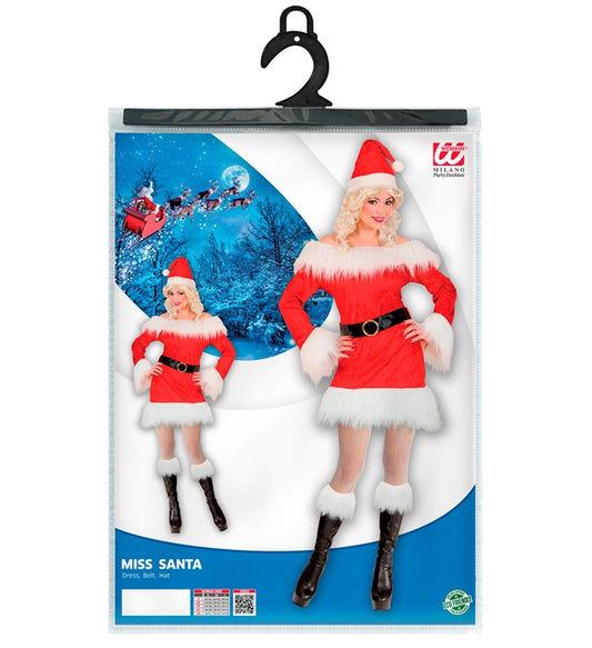 Miss Santa Velvet & Plush Dress, Belt, Hat