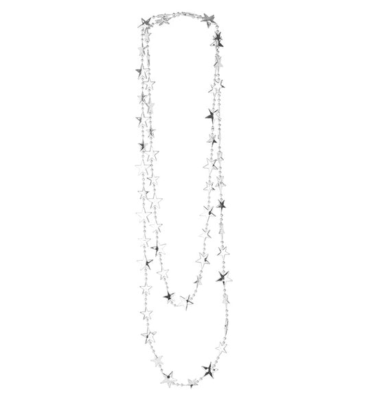 Metallic Silver Stars Necklace 210 Cm