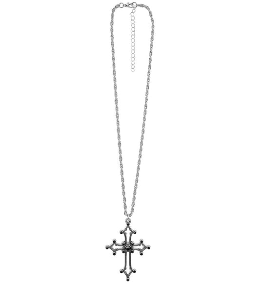 Necklace Cross Gothic Black Gemstones