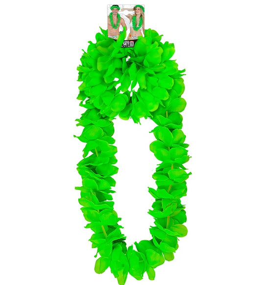 Green Hawaiian Set Lei, Crown, Bracelet