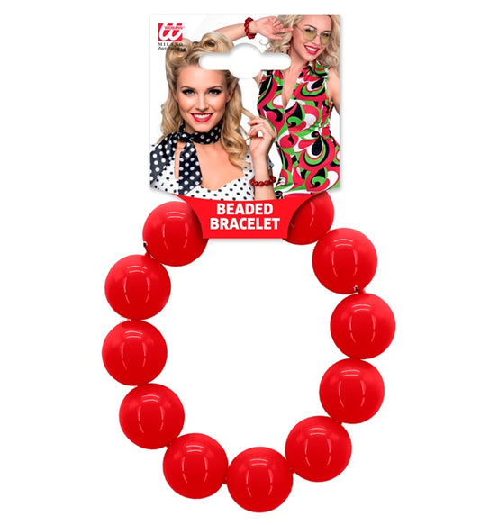 70S Beaded Bracelet Red