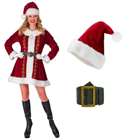 Mrs. Claus Dress, Belt, Hat