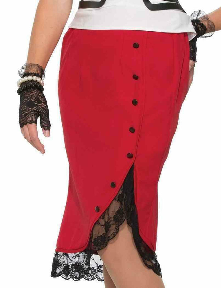 1940s Pencil Skirt Red Adult Costume_1