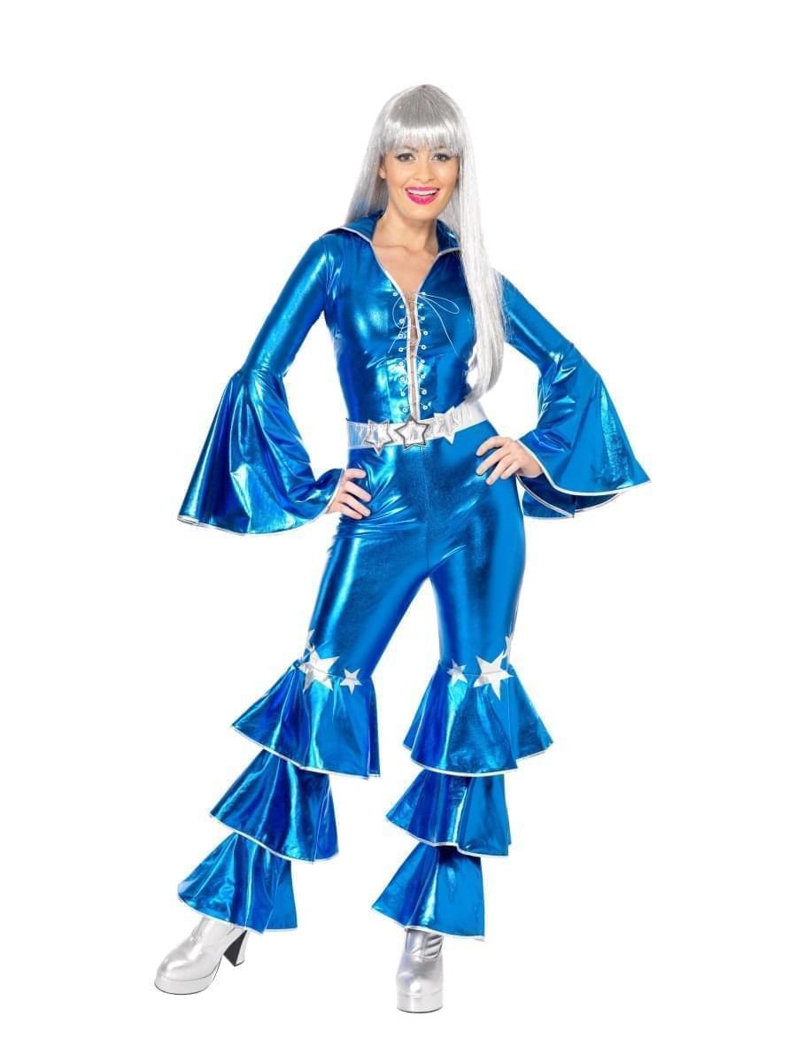 1970s Dancing Dream ABBA Costume Adult Blue Jumpsuit_2
