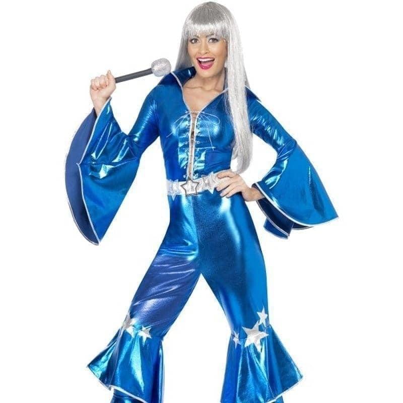 1970s Dancing Dream ABBA Costume Adult Blue Jumpsuit_1