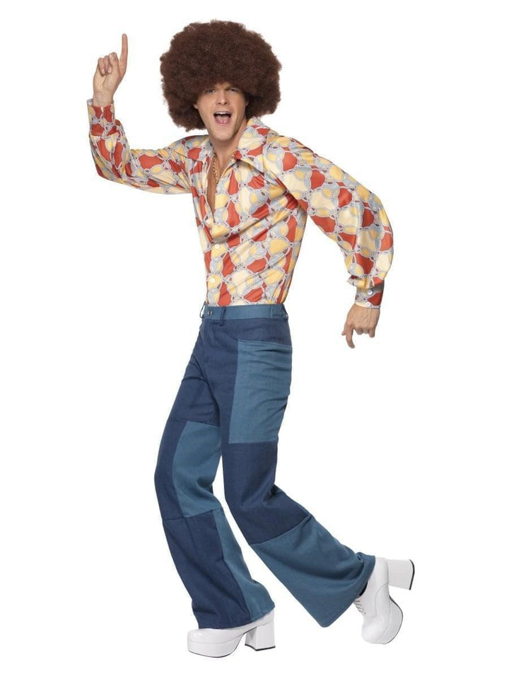1970s Retro Mens Disco Costume Trousers Shirt_3