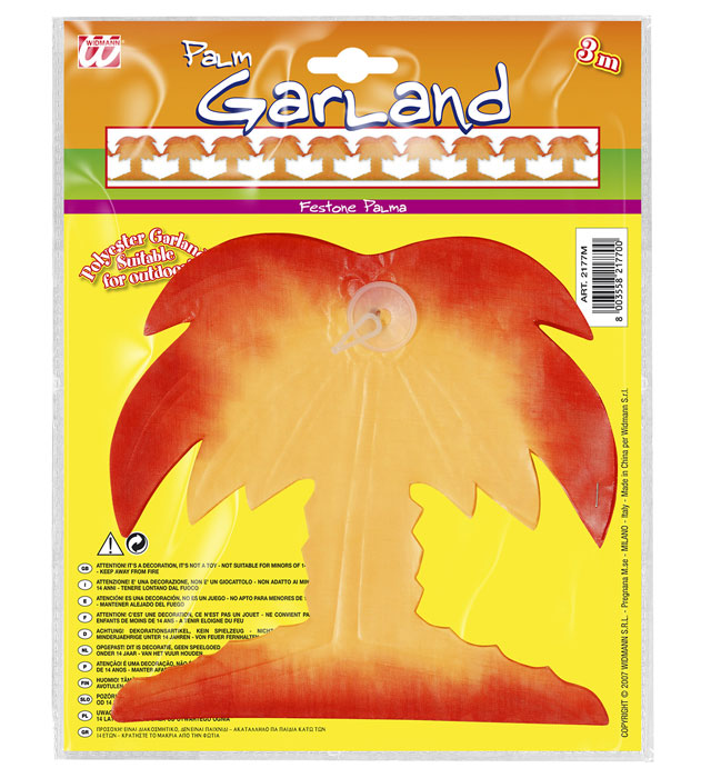 Palm Tree Garland 3 M - In Polyester - Suitable For Outdoor
