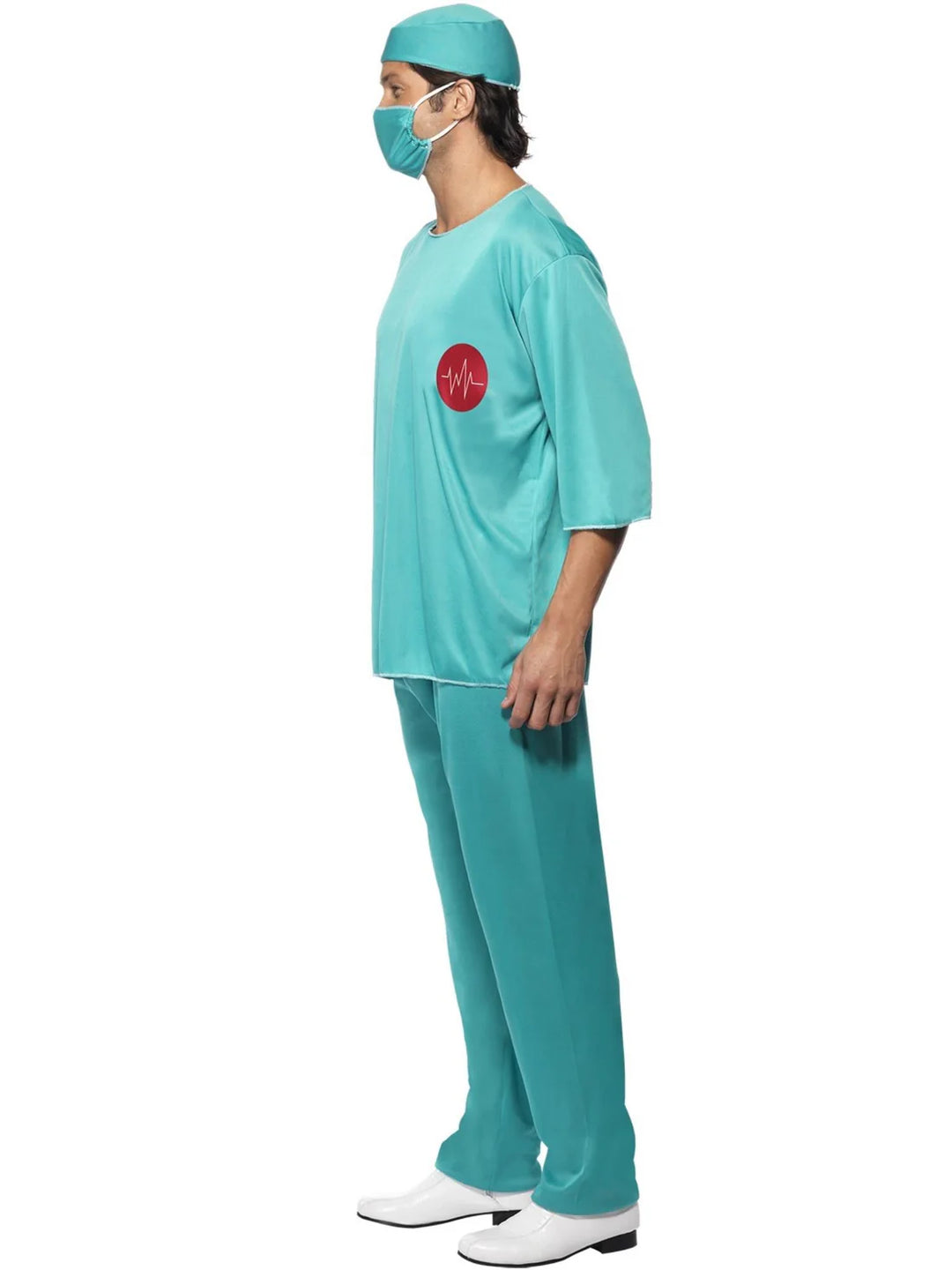 Surgeon Costume Adult Green Hospital Scrubs Tunic Trousers Cap Mask