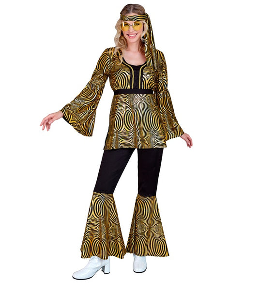 The 70S Disco Style - Golden Waves Shirt, Pants, Headband