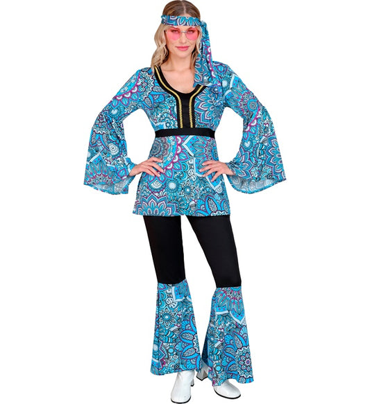 The 60S Fashion - Blue Mandala Shirt, Pants, Headband