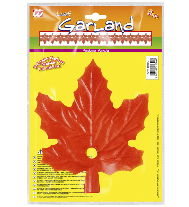 Leaf Garland 3 M - In Polyester - Suitable For Outdoor