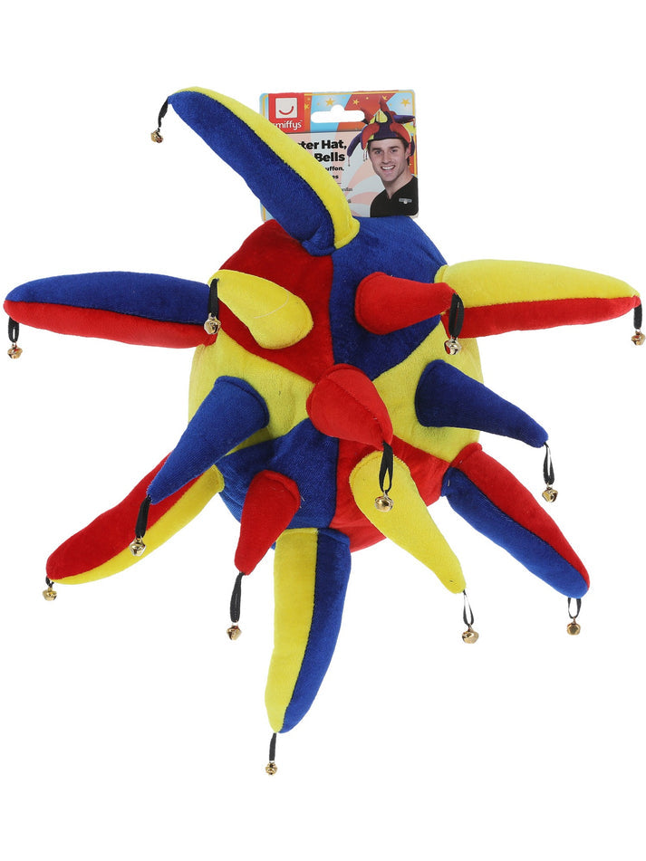 Jester Hat Adult Multi Coloured with Bells Fun Costume Accessory