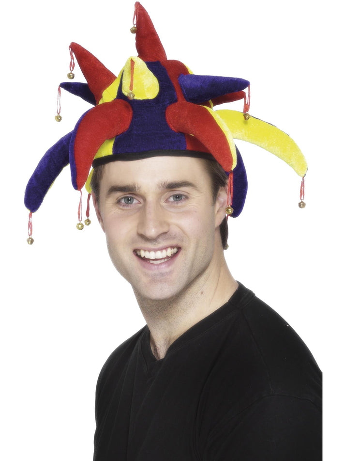 Jester Hat Adult Multi Coloured with Bells Fun Costume Accessory