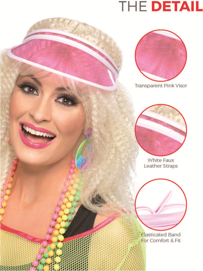 Poker Visor Adult Pink 80s Costume Accessory