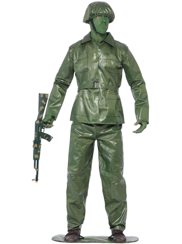 Toy Soldier Adult Green Uniform Costume Top Trousers Belt Hat and Foot-Base