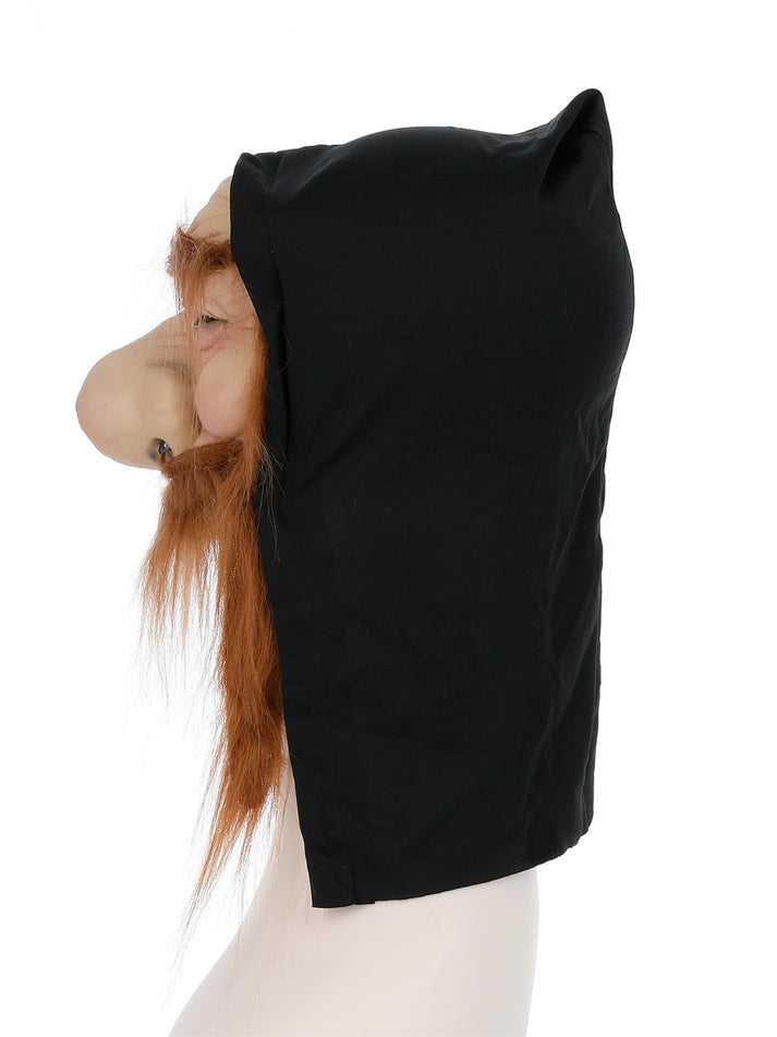 Gold Digger Mask Adult Nude Brown Half Face with Black Hood Dwarf Costume Accessory