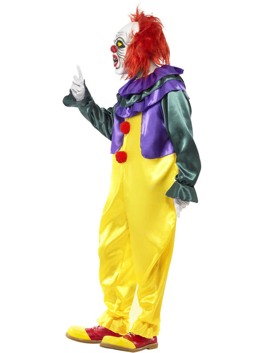 Classic Horror Clown IT Costume Jumpsuit and Mask with Red Hair 2