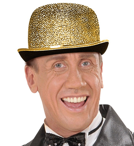 Gold Lurex Bowler Hat Felt