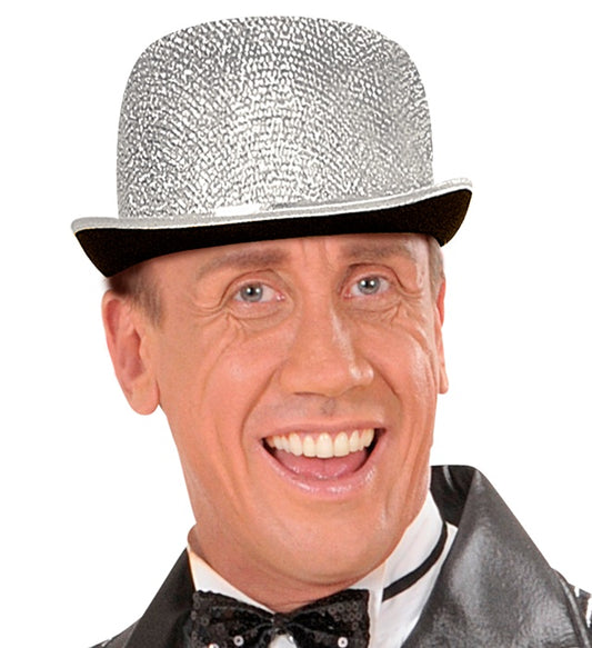Silver Lurex Bowler Hat Felt