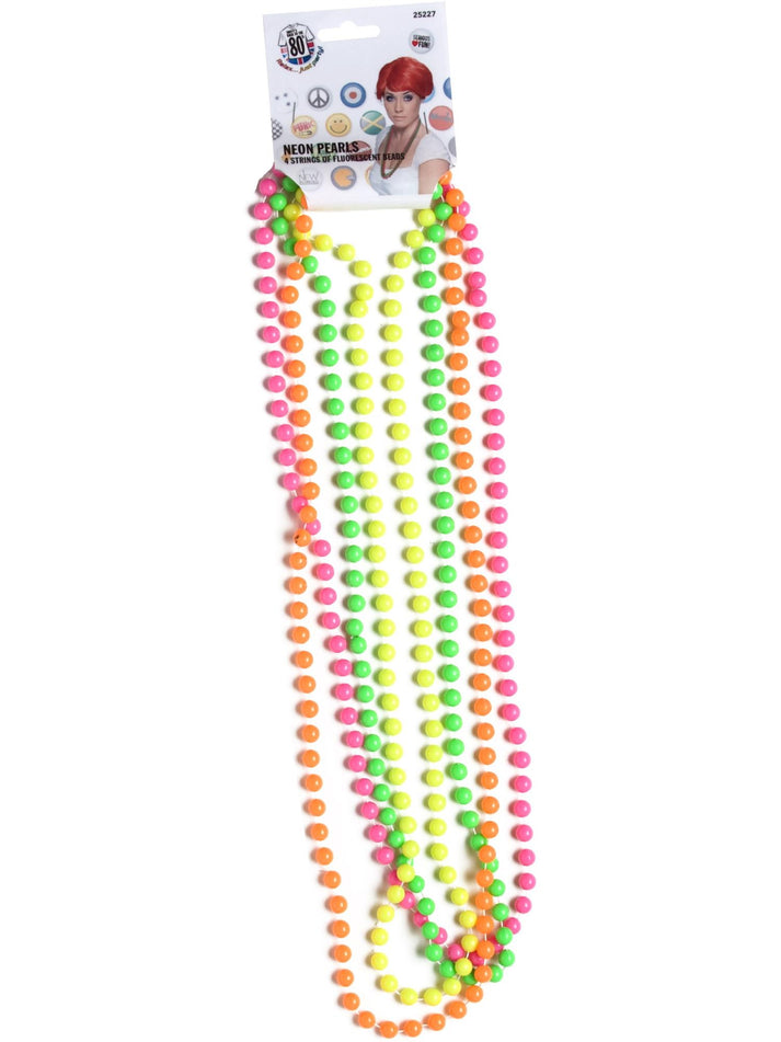 Beads Fluorescent 4 Assorted Colours Adult 80s Plastic