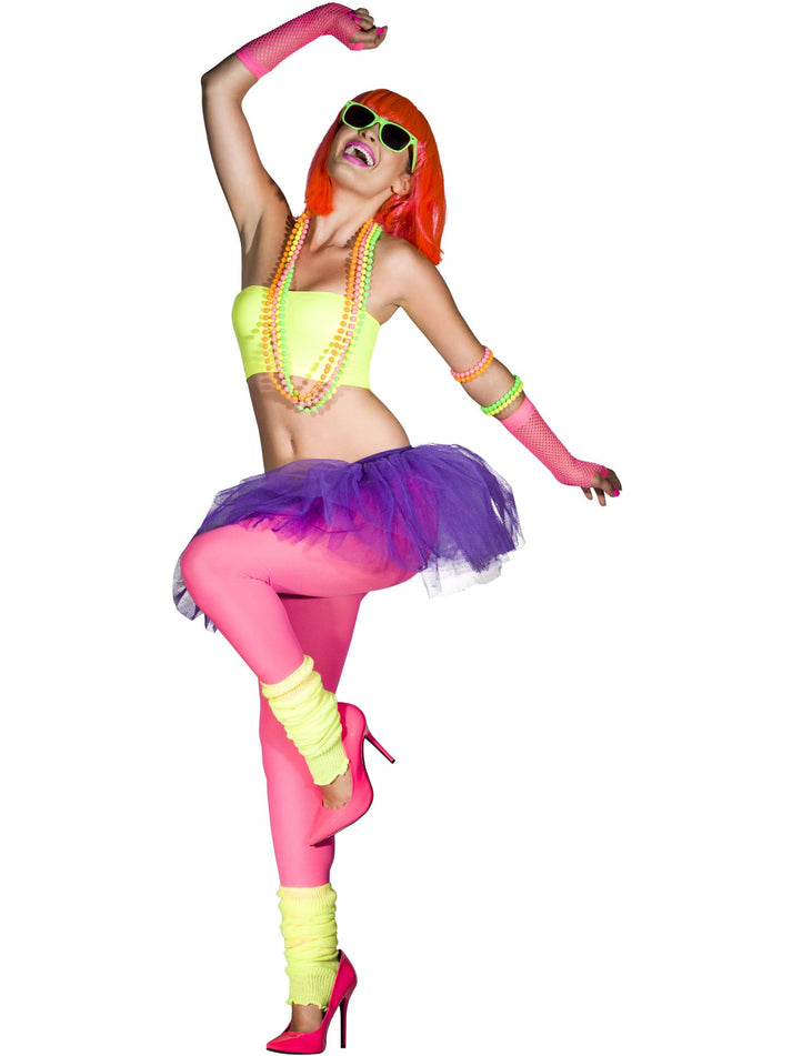Beads Fluorescent 4 Assorted Colours Adult 80s Plastic