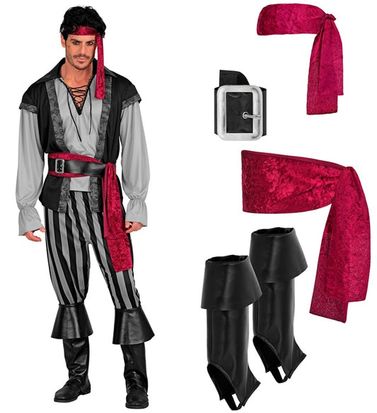 Pirate Shirt With Vest, Pants, Sash, Belt, Headband, Boot Covers