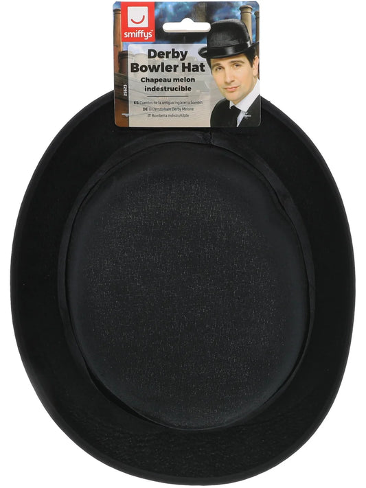 Black Derby Bowler Hat Satin Finish Tales Of Old England Costume Accessory 2
